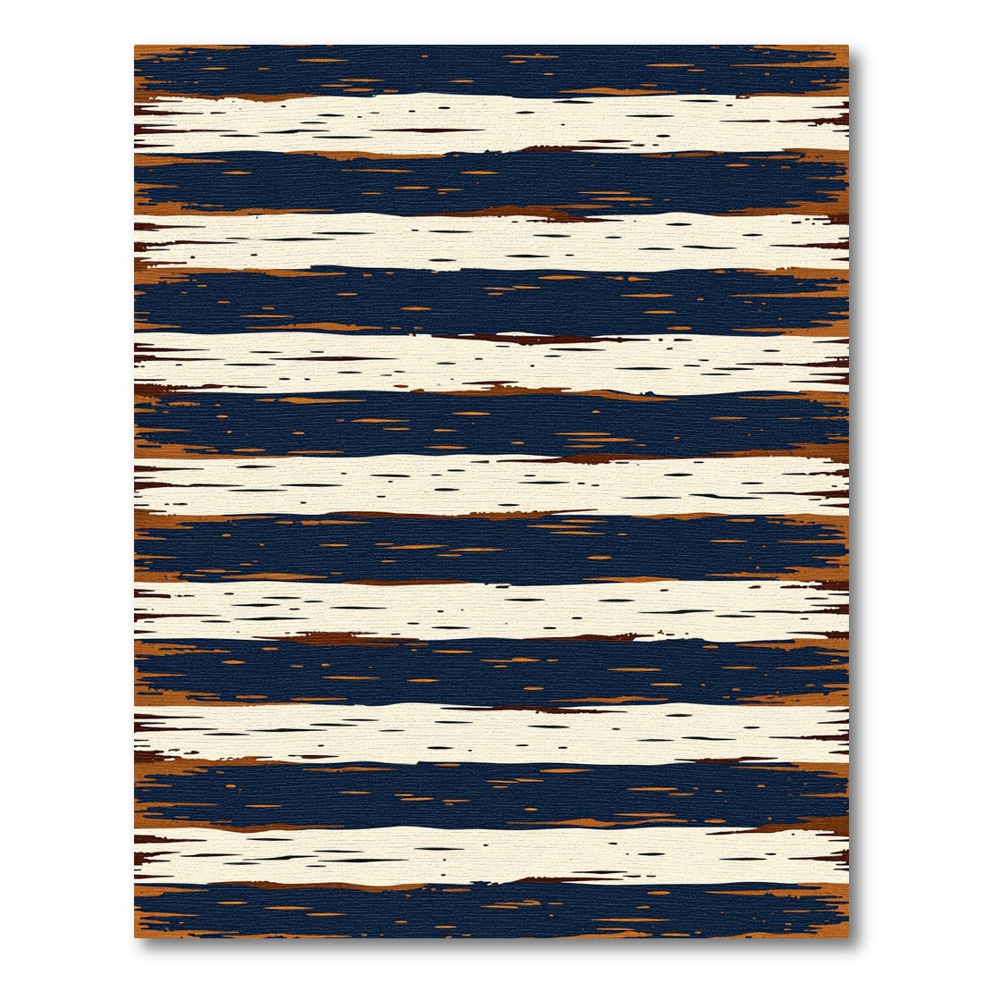 Navy and Cream Distressed Horizontal Stripe Rug