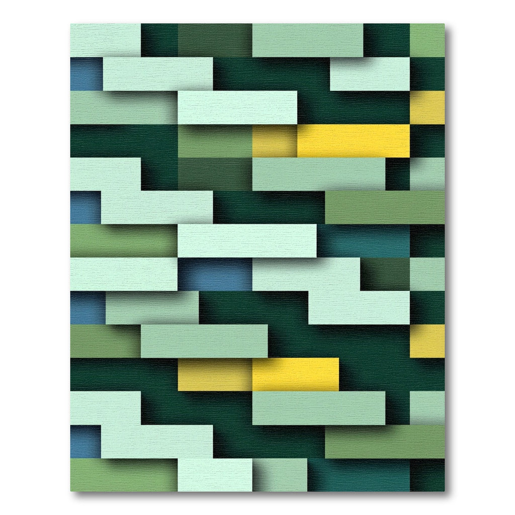 Mint Green Brick Stacked Collage Rug