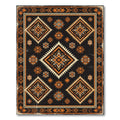 Earthy Black Ochre Tribal Geometric Rug