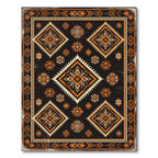 Earthy Black Ochre Tribal Geometric Rug