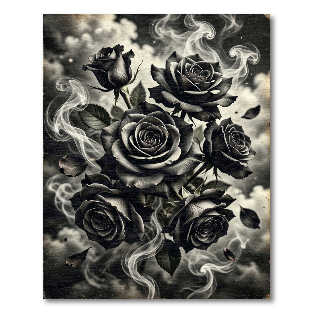 Black Rose Smoke Swirl Arrangement Rug