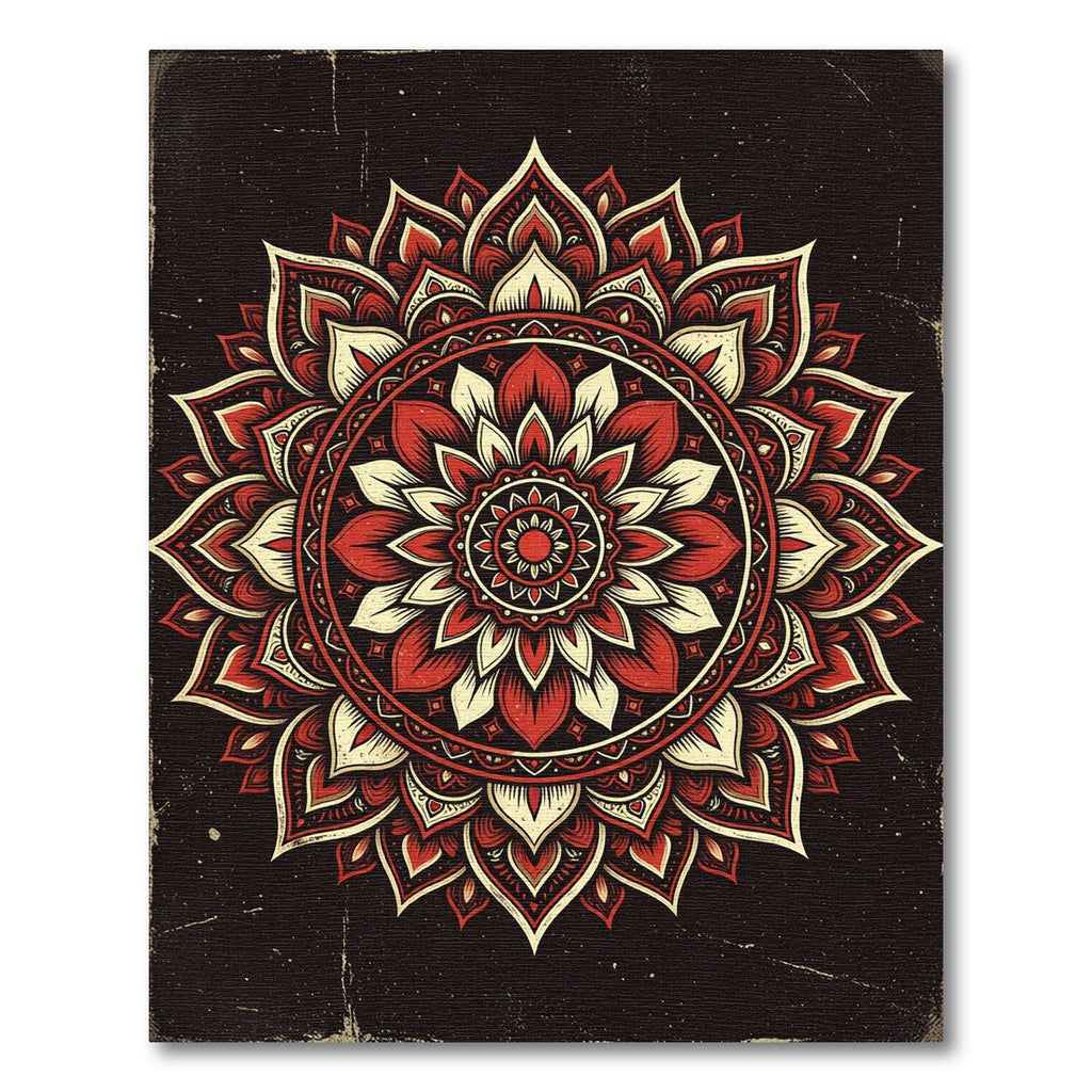 Crimson Floral Mandala medallion Rug