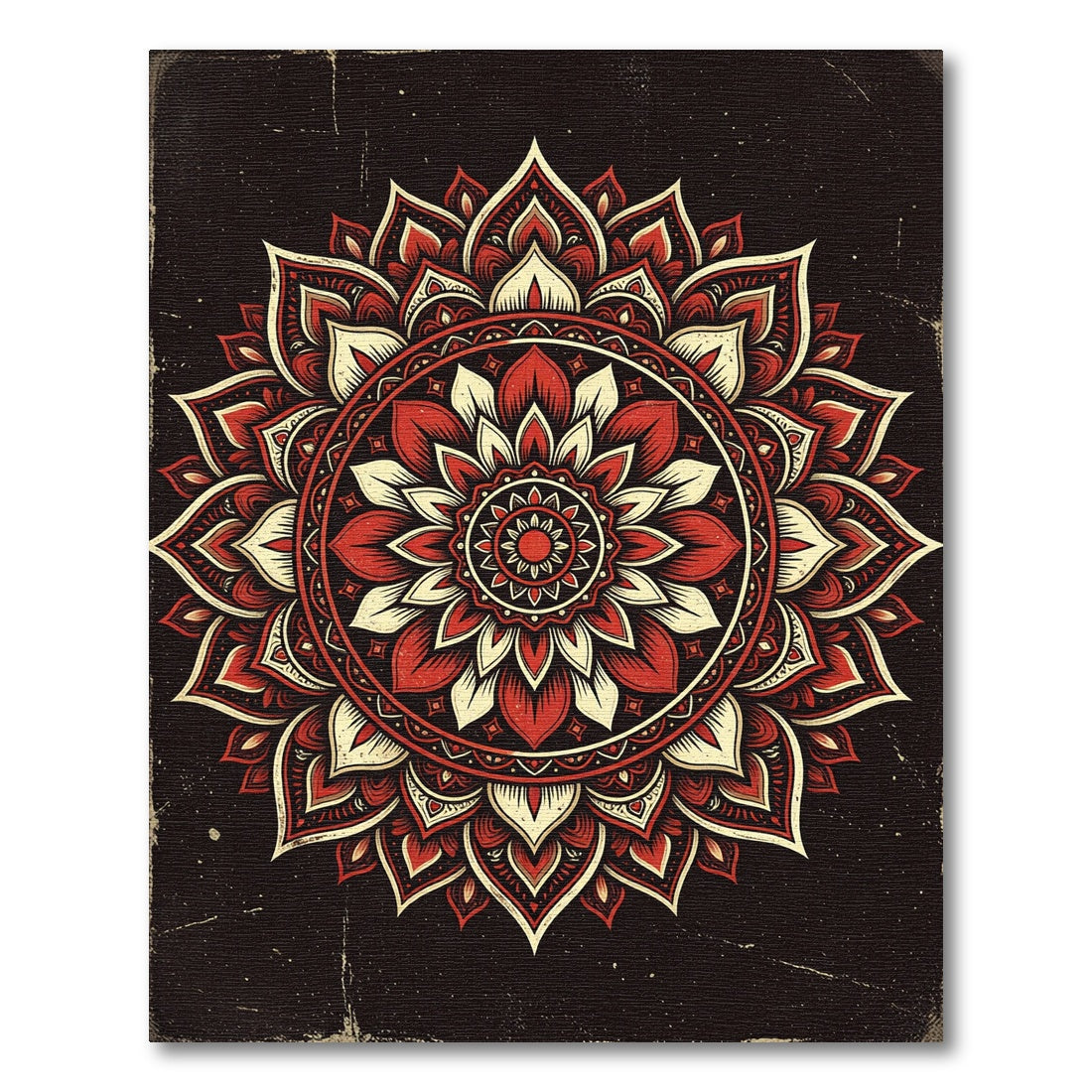 Crimson Floral Mandala medallion Rug