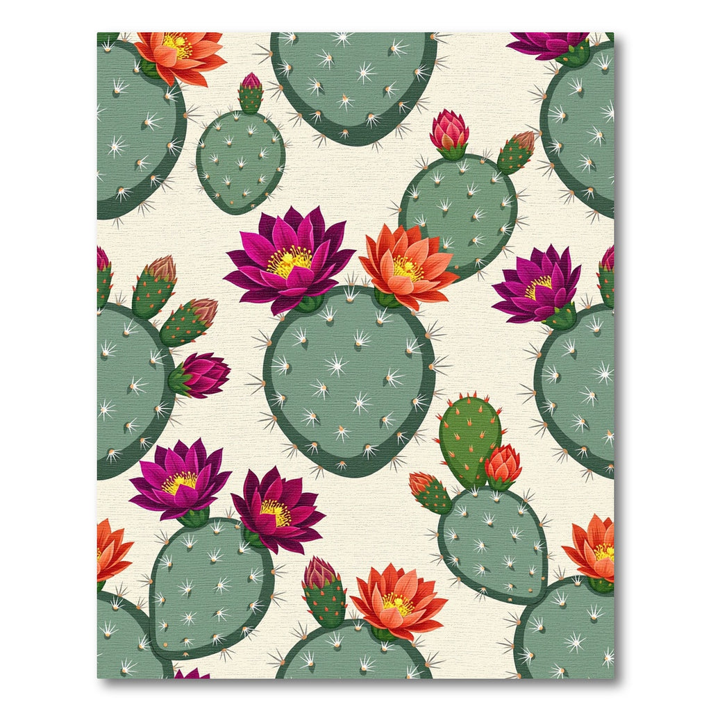 Vibrant Desert Cactus Floral Meadow Rug