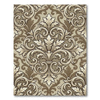Classic Scrollwork Beige Floral Damask Rug