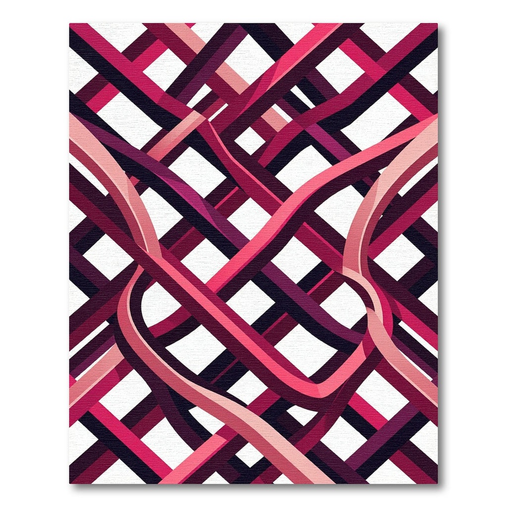 Modern Interwoven Crimson Ribbon Lattice Rug