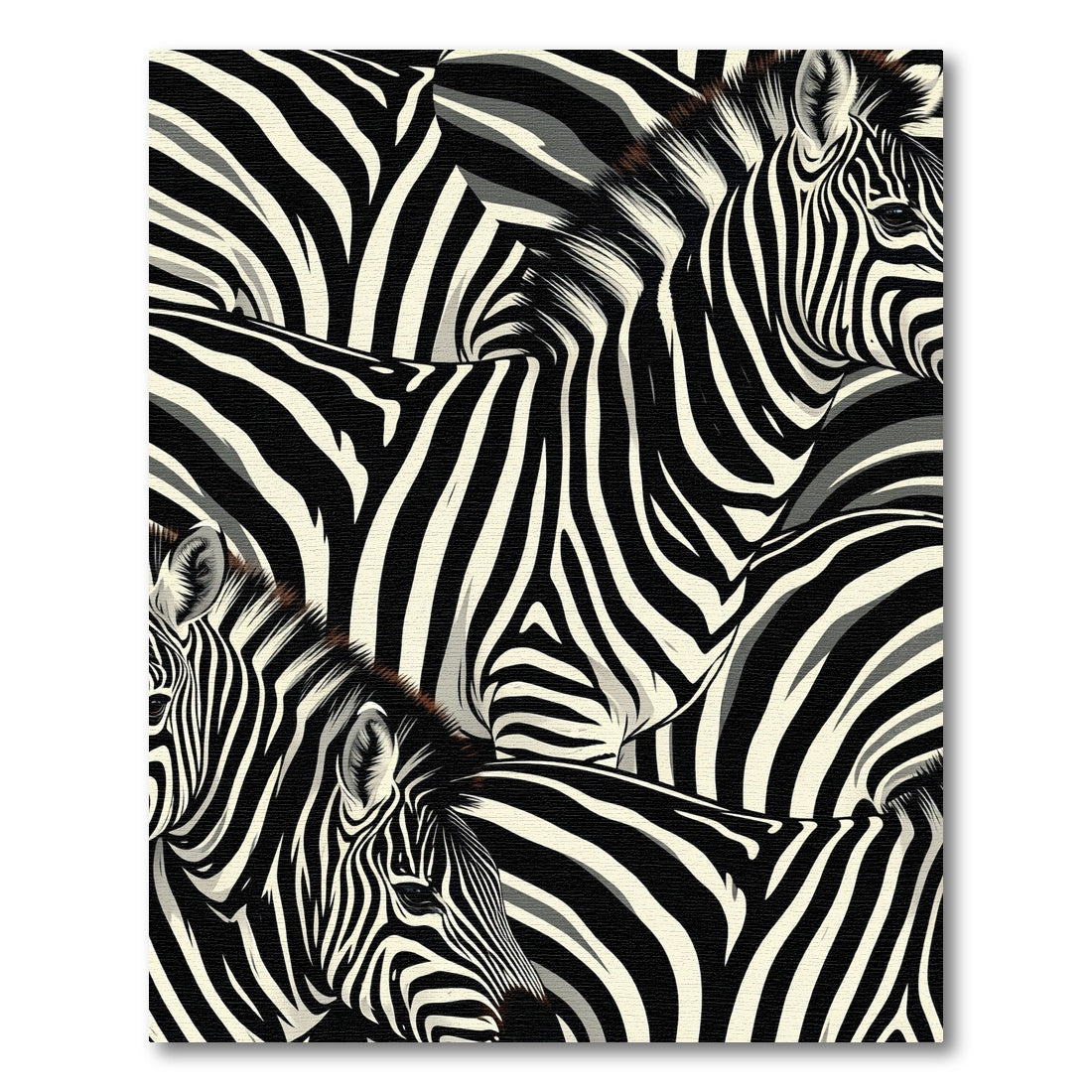 Bold Black White Zebra Stripe Mosaic Rug