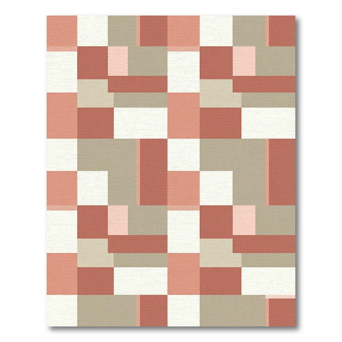 Terracotta Coral Geometric Block Rug