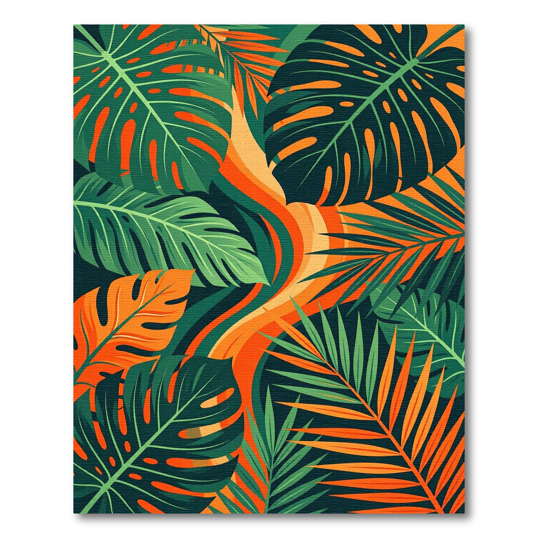 Vibrant Tropical Foliage Wave Art Rug