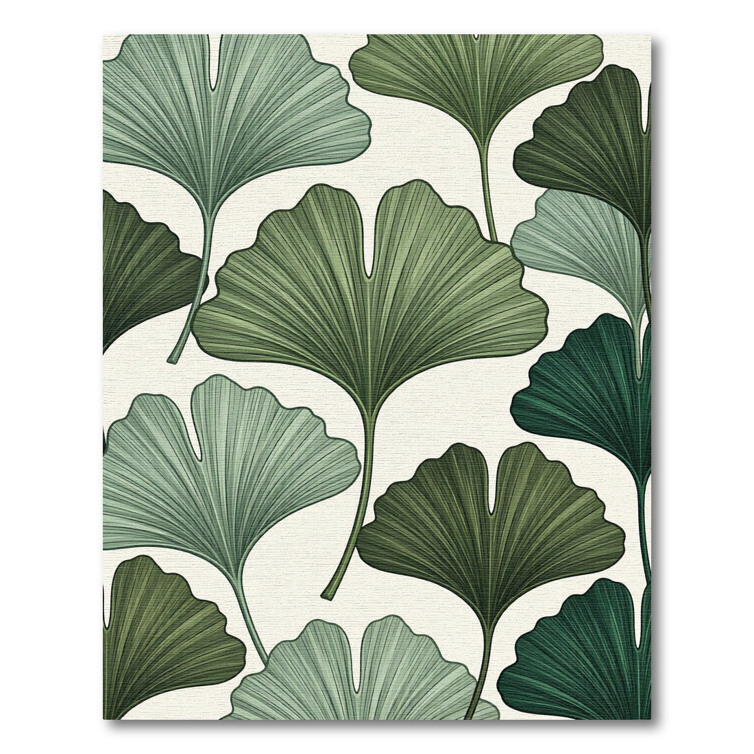 Botanical Ginkgo Leaf Forest Green Rug