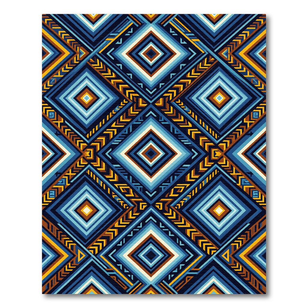Bold Blue Diamond Geometric Rug