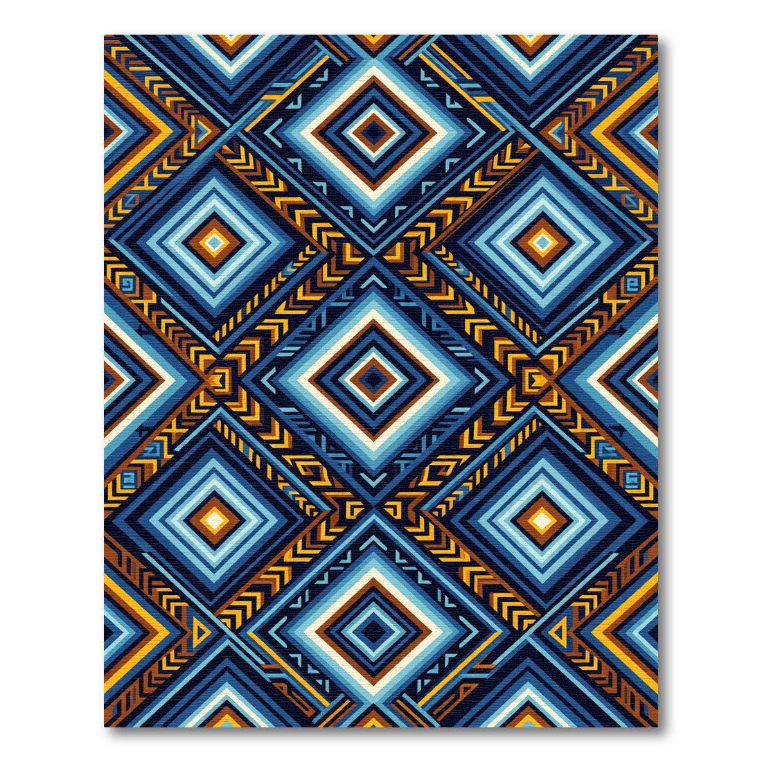 Bold Blue Diamond Geometric Rug