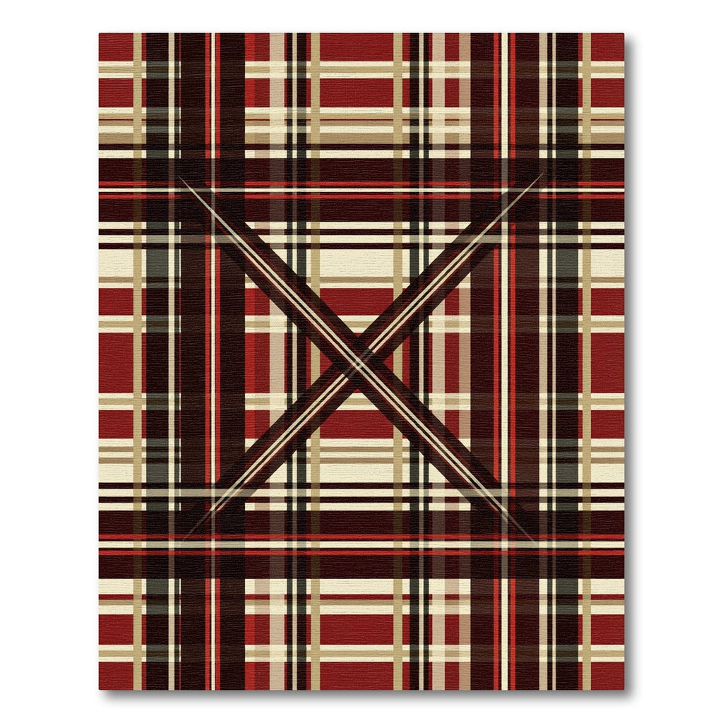 Crimson Tan Plaid Intersecting Lines Rug
