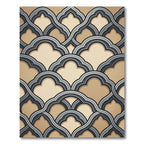 Elegant Greige Scalloped Interlocking Arch Rug