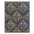 Golden Embellished Royal Blue Quatrefoil Rug