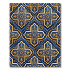 Golden Embellished Royal Blue Quatrefoil Rug