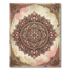 Vintage Peach Floral Mandala Art Rug