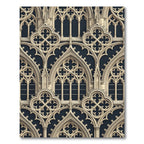Ornate Gothic Arches Cream Blue Rug