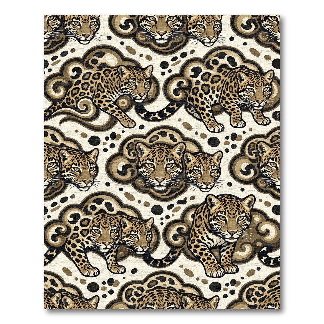 Jaguar Clouds Earth Tones Animal Rug