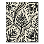 Bold Black Botanical Floral Swirls Rug