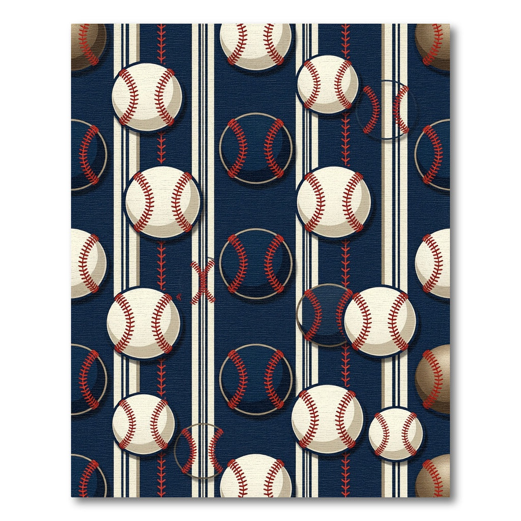 Classic Navy Baseball Stripe Rug