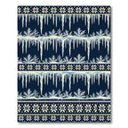 Navy Winter Icicle Snowflake Stripe Rug