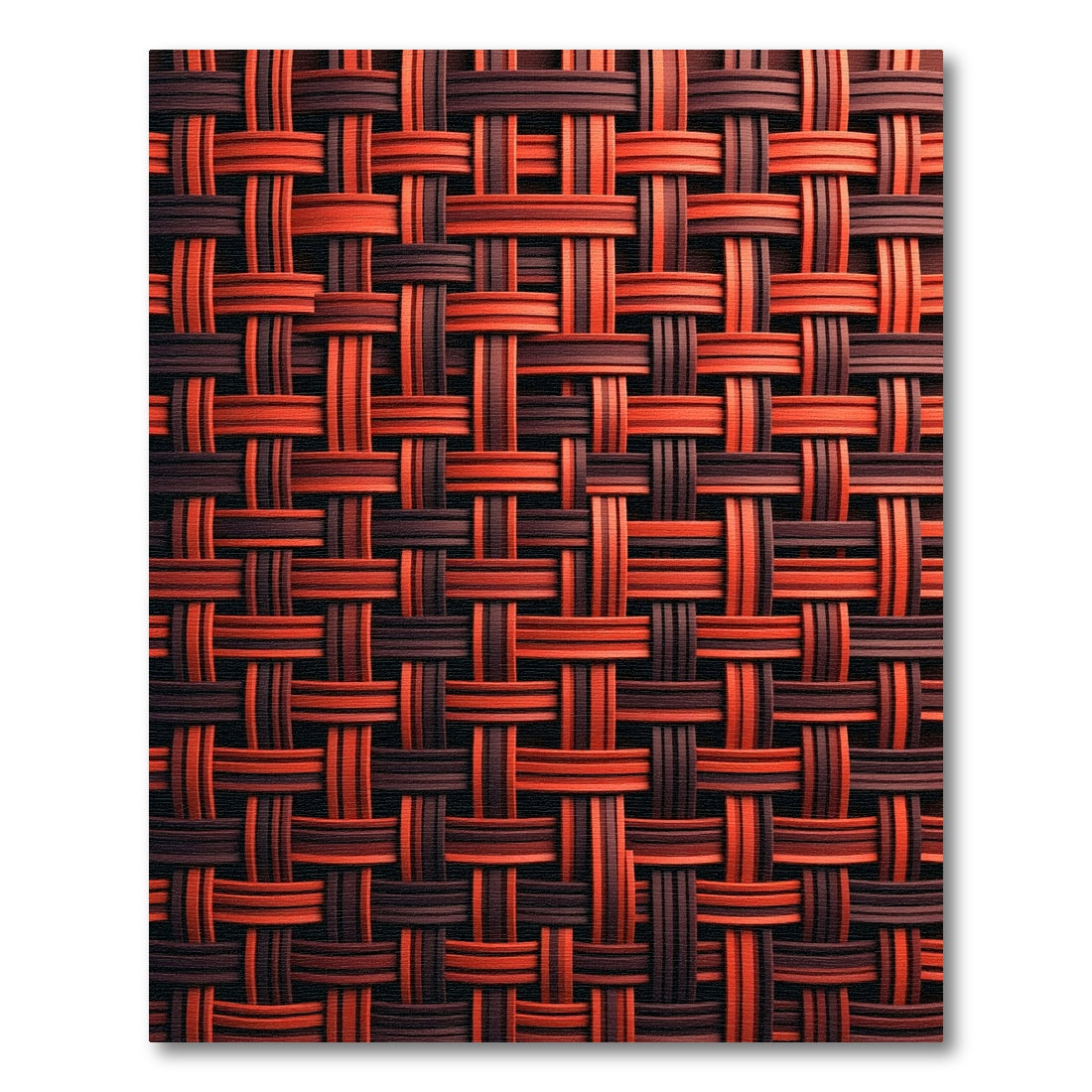 Woven Red Brown Basketweave Texture Rug