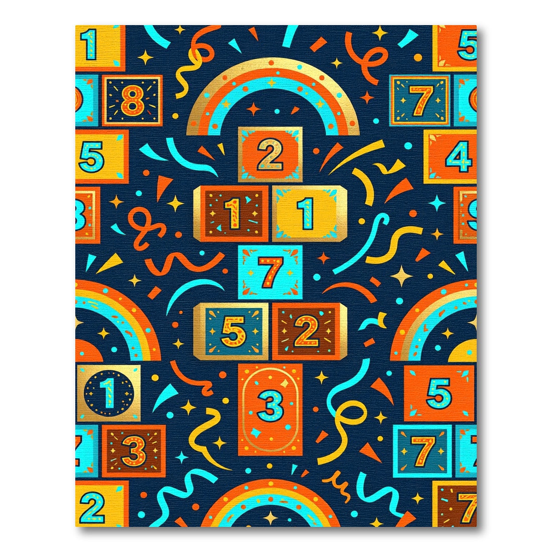 Playful Colorful Number Hopscotch Graphic Rug