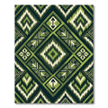 Green Tribal Diamond Geometric Rug