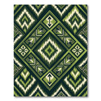 Green Tribal Diamond Geometric Rug