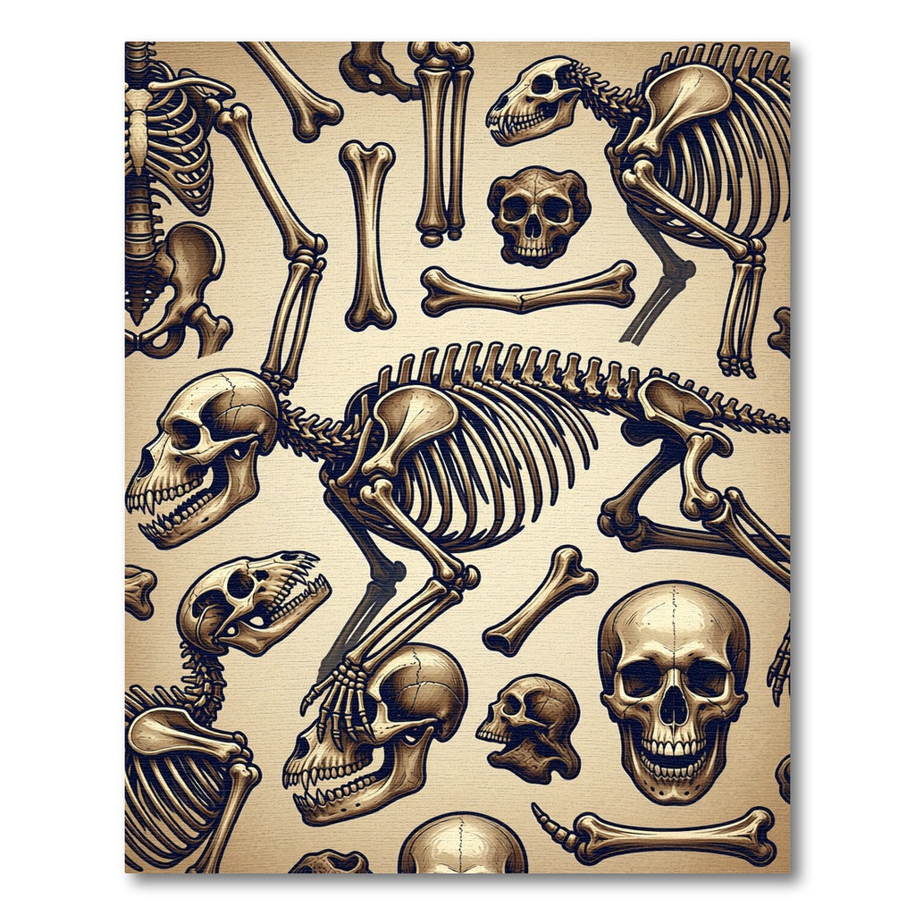 Antique Bone Anatomy Fossil Illustration Rug