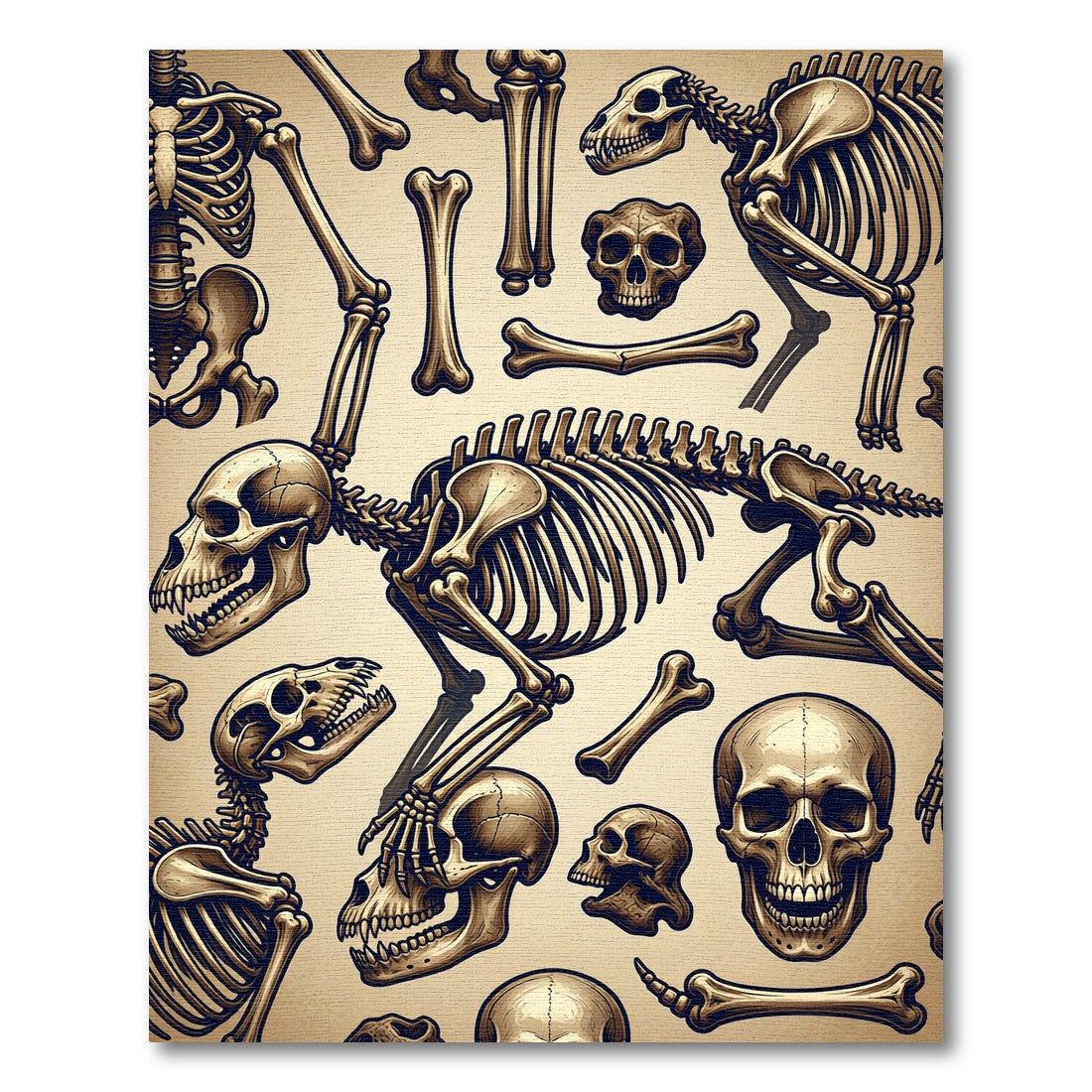 Antique Bone Anatomy Fossil Illustration Rug