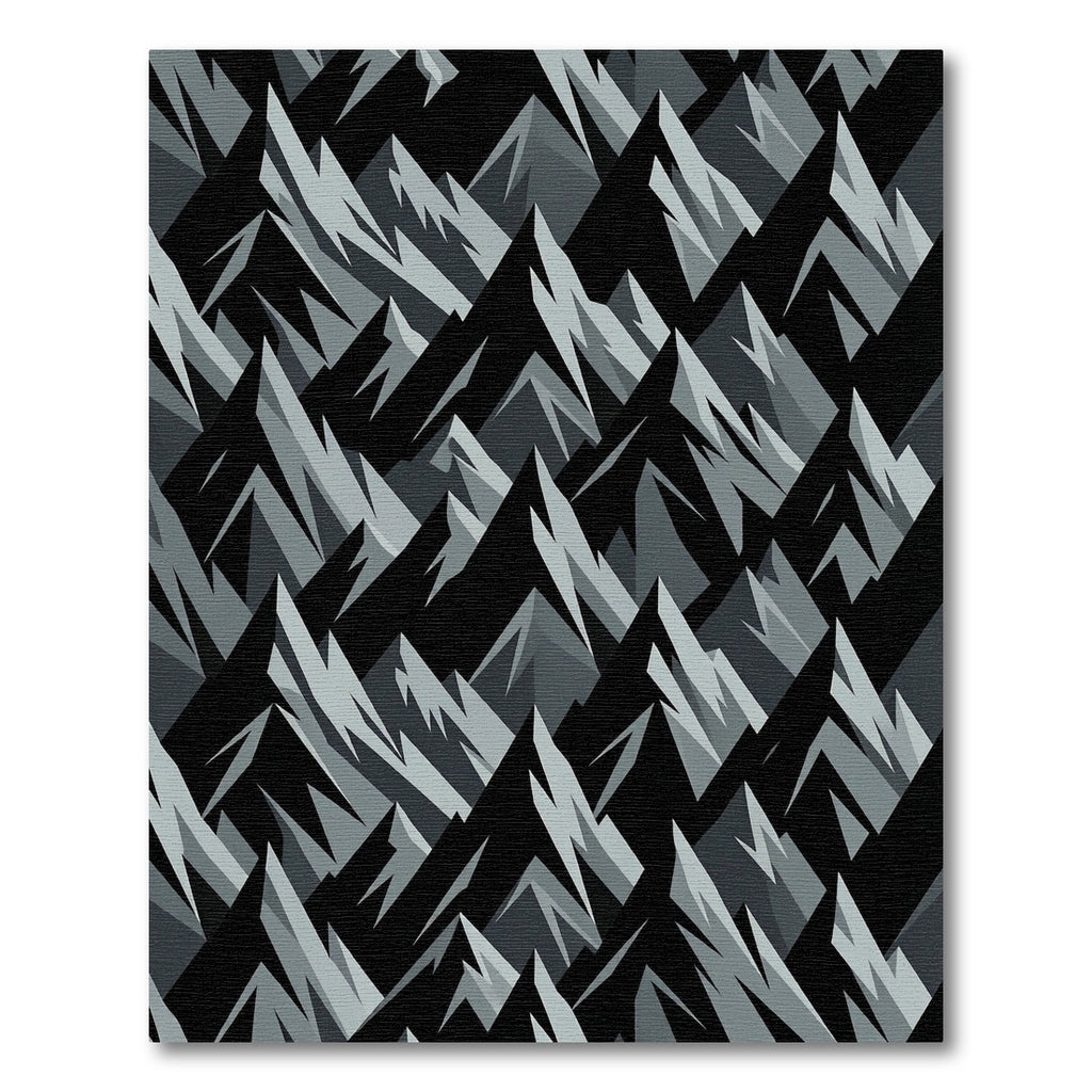 Monochrome Geometric Mountain Peak Abstract Art Rug