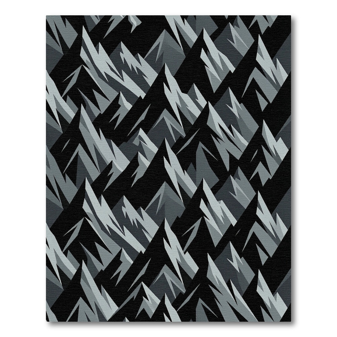 Monochrome Geometric Mountain Peak Abstract Art Rug