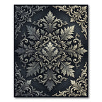 Ornate Silver Acanthus Leaf Medallion Rug