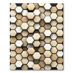 Neutral Beige Geometric Hexagon Mosaic Rug