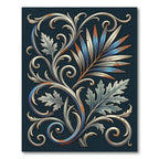 Earthy Navy Antiqued Acanthus Foliage Rug