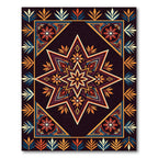 Midnight Orange Star Floral Medallion Rug