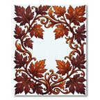 Ornate Autumn Leaf Border Scrolling Vines Rug