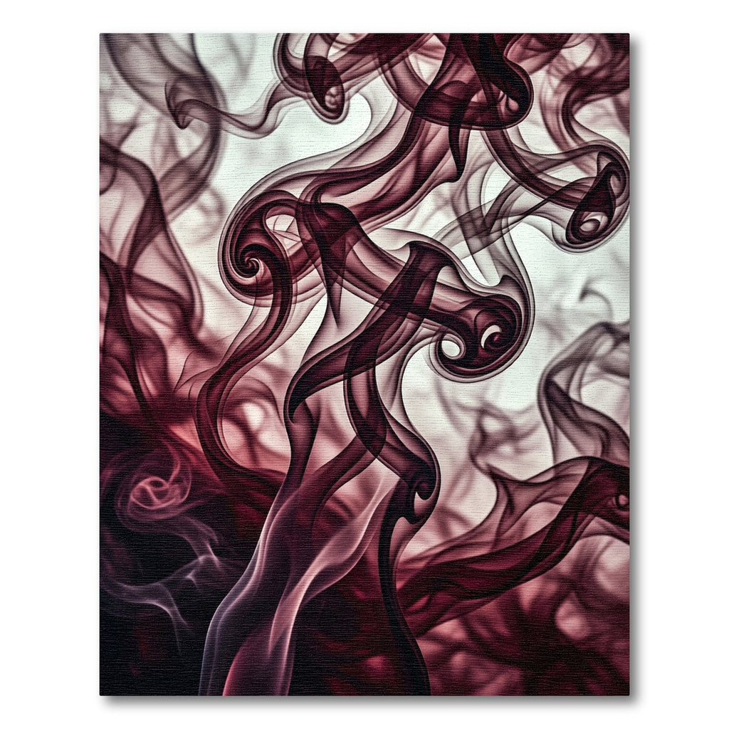 Ethereal Deep Burgundy Abstract Smoke Swirl Rug