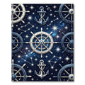 Nautical Starry Night Ships Wheels Anchors Rug