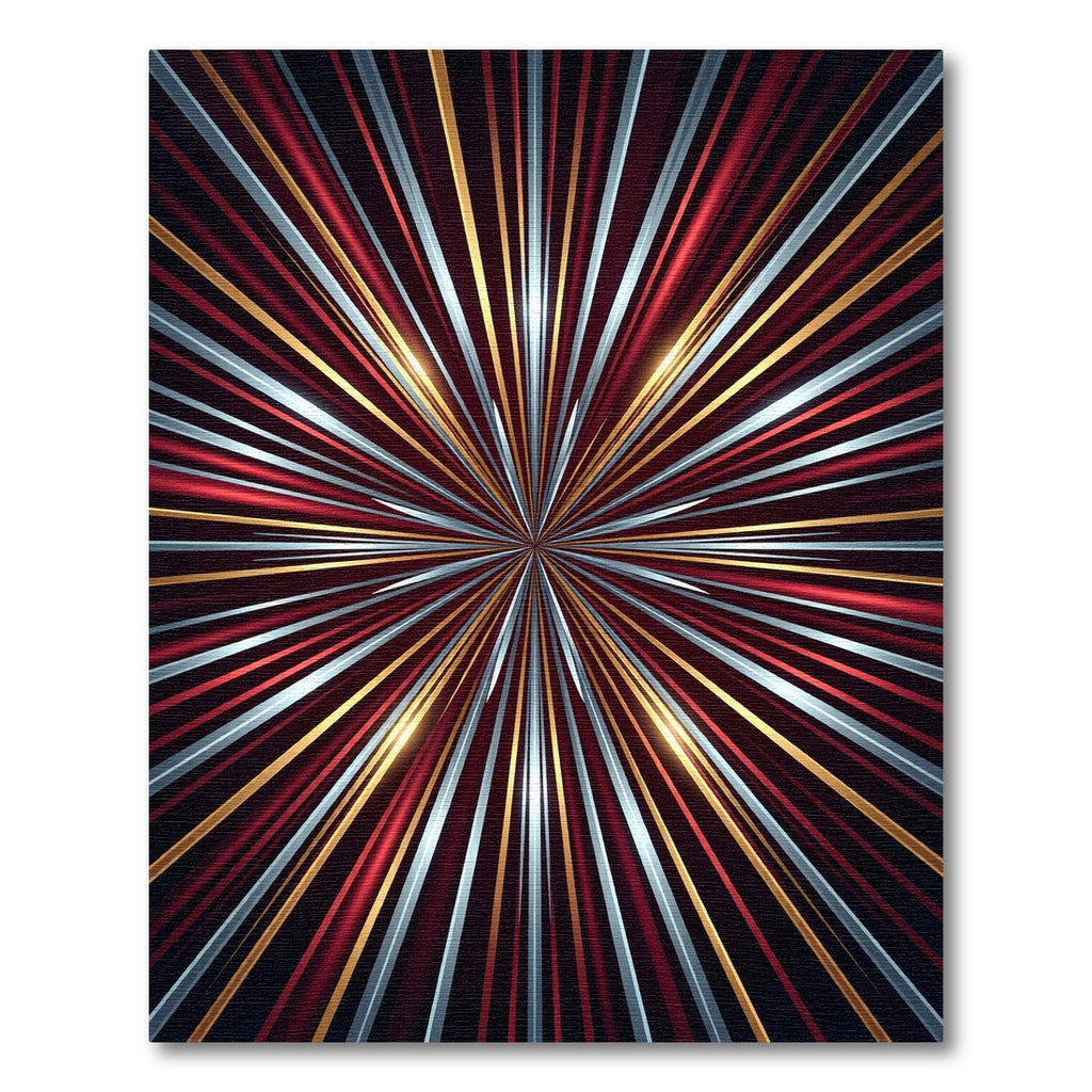 Radiant Red Gold Silver Sunburst Rug