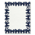 Elegant Navy Ribbon Bow Border Rug