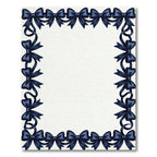 Elegant Navy Ribbon Bow Border Rug