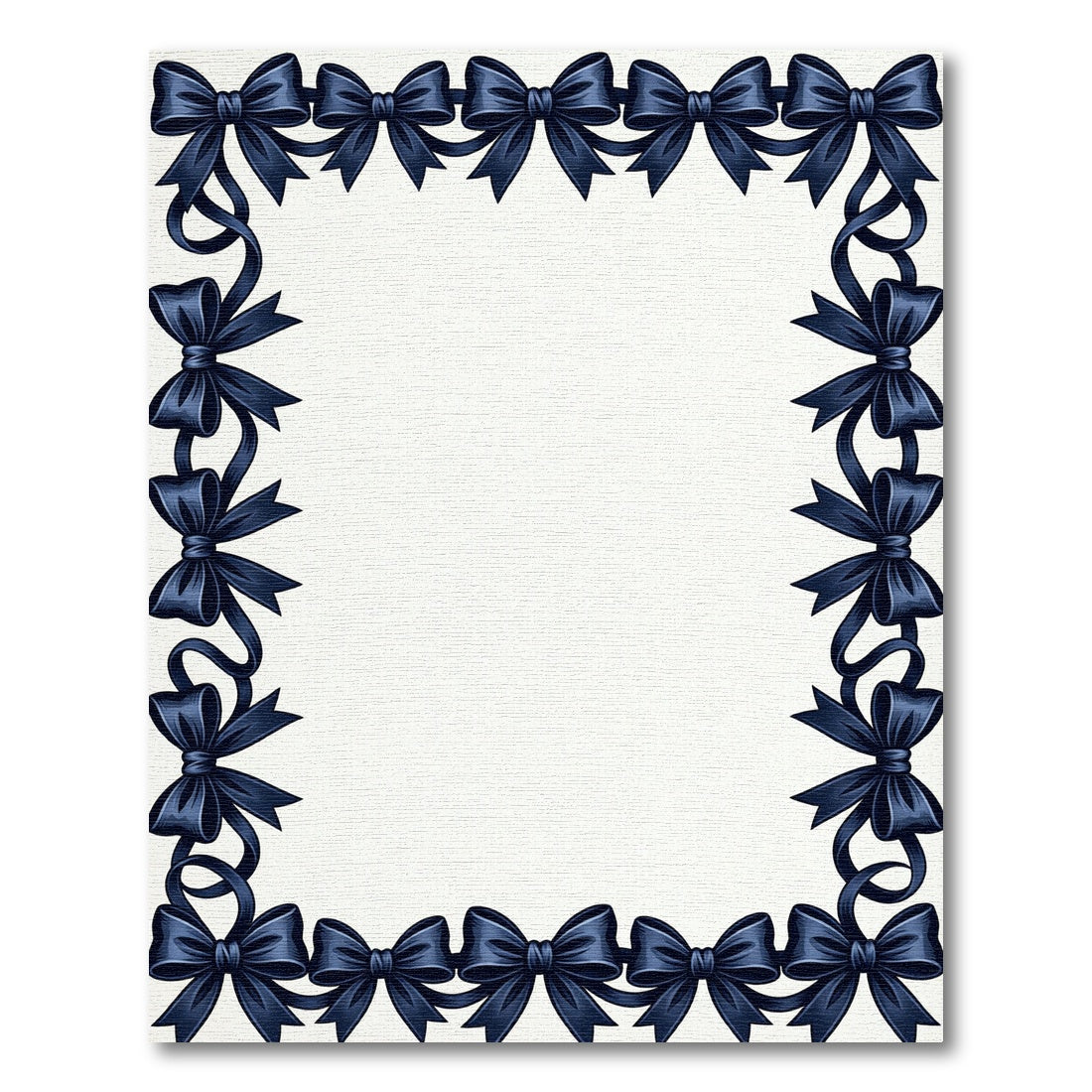 Elegant Navy Ribbon Bow Border Rug