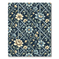 Elegant Blue Floral Lattice Trellis Rug