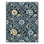 Elegant Blue Floral Lattice Trellis Rug
