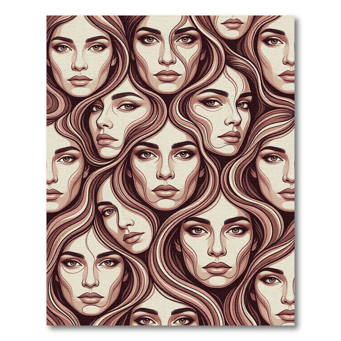 Vibrant Sepia Portrait Mosaic Rug