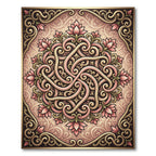 Rose Pink Floral Scrollwork Medallion Rug