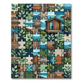 Coastal Cabin Puzzle Botanical Decor Rug